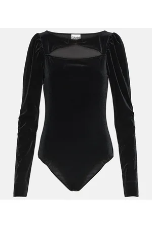 Ganni Body in jersey di velluto con cut-out