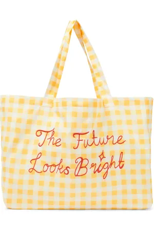 Mini Rodini Borsa in cotone a quadri con ricamo