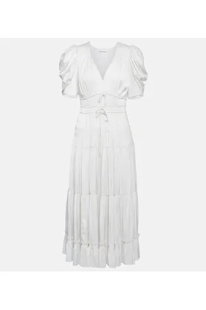 ULLA JOHNSON Abito midi Daria in raso plissé