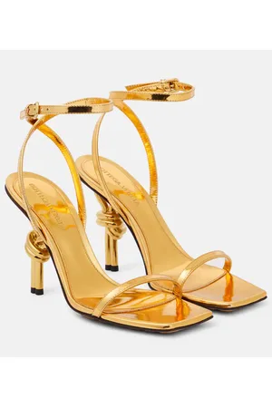 Bottega Veneta Sandali Knot in pelle metallizzata