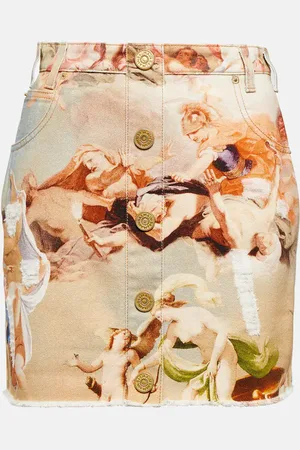 Balmain Minigonna di jeans con stampa