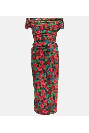 Carolina Herrera Abito midi con scollo bardot