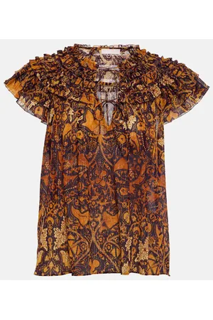 ULLA JOHNSON Top Signe in chiffon con volant