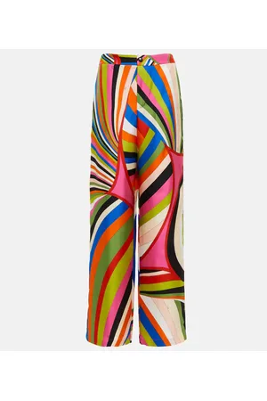 Puccini Pantaloni a gamba larga Iride in twill di seta