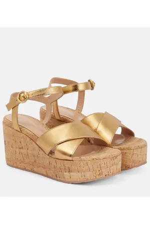 Gianvito Rossi Sandali in pelle con zeppa