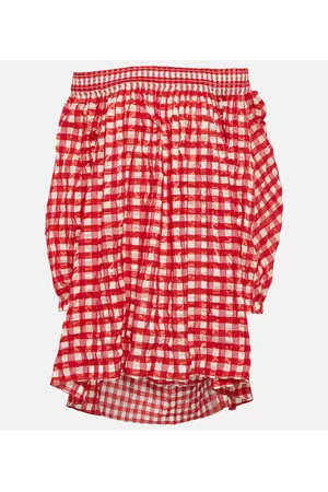 Alaïa Alaïa Miniabito con scollo bardot a quadretti