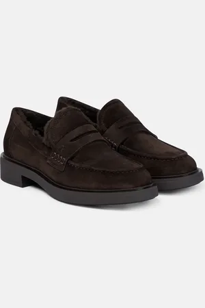 Gianvito Rossi Mocassini Harris in suede con shearling
