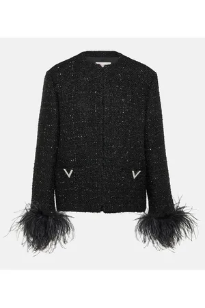 VALENTINO Giacca in tweed con piume