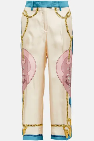 Etro Pantaloni cropped in seta a vita alta