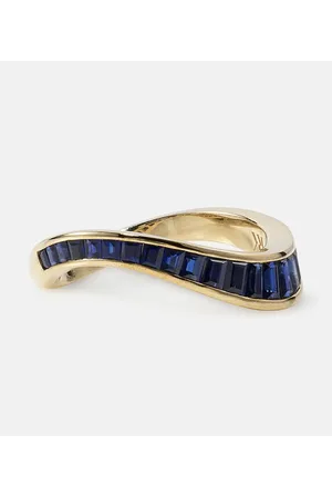Rainbow K Anello Wave in oro 9kt con zaffiri