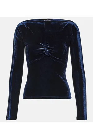 Paco rabanne Top in velluto con scollo bardot