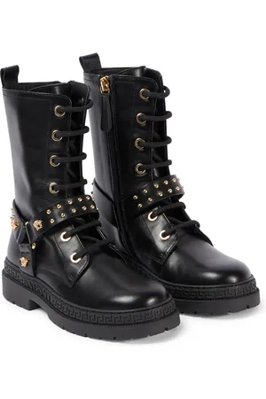 VERSACE Stivali stringati Medusa in pelle