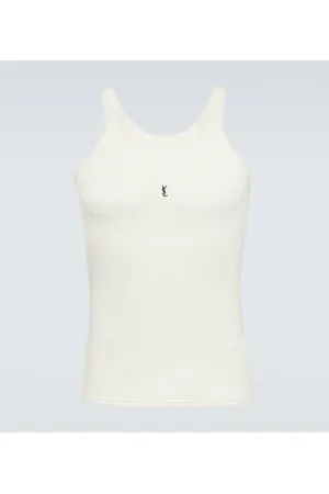 Saint Laurent Tank top in jersey di cotone con logo