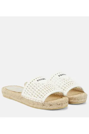 Prada Sandali espadrillas in crochet con logo