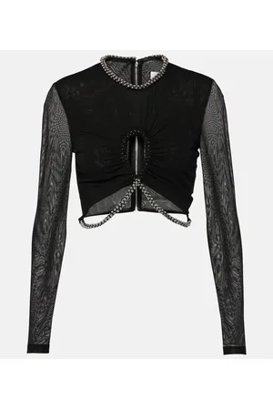 DION LEE Top cropped in jersey con cut-out