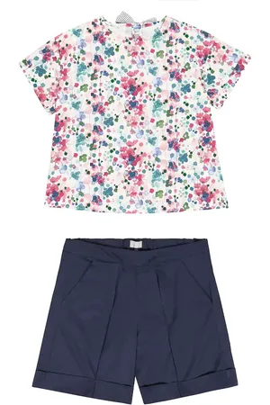 Il gufo Top e shorts in cotone con stampa