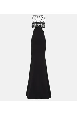 DAVID KOMA Abito lungo con ricami e cut-out