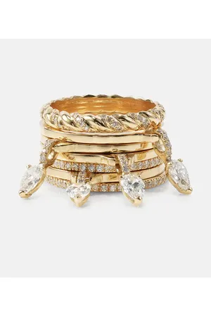 Rainbow K Anello Drop Alliances in 18kt con diamanti