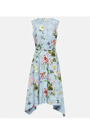 Oscar de la Renta Abito midi in misto cotone con stampa