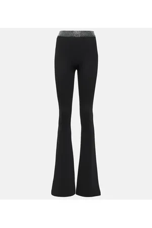 DAVID KOMA Pantaloni flared in jersey con cristalli