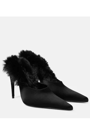 MAGDA BUTRYM Mules in raso con pelliccia sintetica