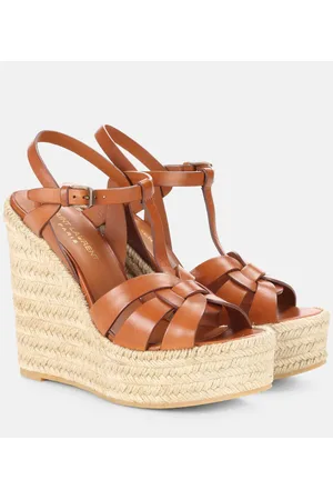 Saint Laurent Espadrillas Tribute 130 in pelle con zeppa