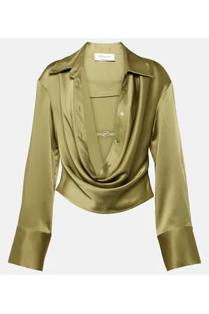 BLUMARINE Camicia cropped in raso