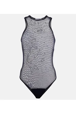 Jean Paul Gaultier Body in mesh con cristalli