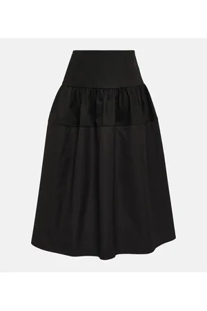 Jil Sander Gonna midi in cotone a vita alta