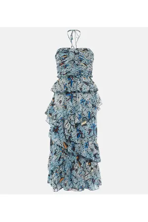 ULLA JOHNSON Abito midi Simona in misto cotone