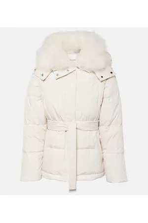YVES SALOMON Piumino con shearling e cintura