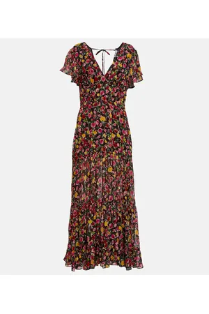 RIXO London Abito lungo Delicia in georgette