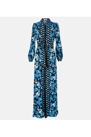 Diane von Furstenberg Abito lungo Joshua in crêpe con stampa