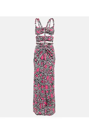 AREA Abito midi in seta con cut-out