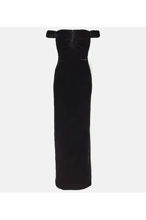 Roland Mouret Abito lungo in velluto con scollo bardot