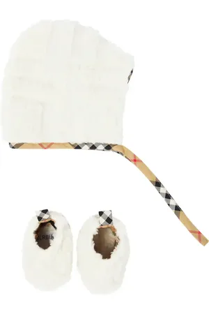 Burberry Baby - Set di cuffia e slippers in pile
