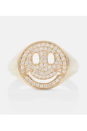 Sydney Evan Anello Happy Face in 14kt con diamanti
