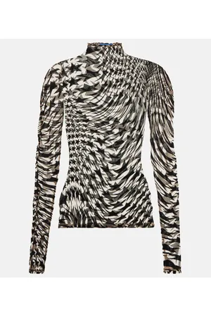 MUGLER Top in tulle e velluto
