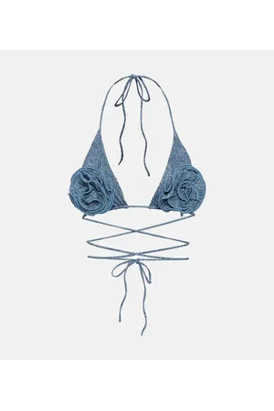 MAGDA BUTRYM Top bikini a triangolo con applicazioni floreali