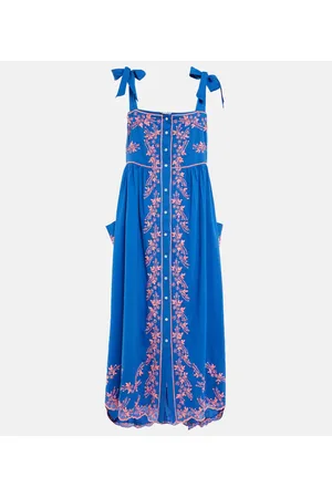 Juliet Dunn Abito midi in cotone con ricamo