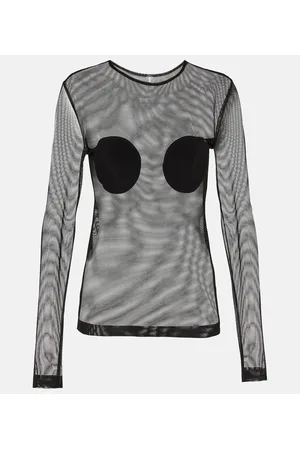Norma Kamali Top in mesh trasparente con applicazioni