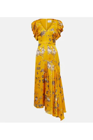 Erdem Abito midi in raso con stampa