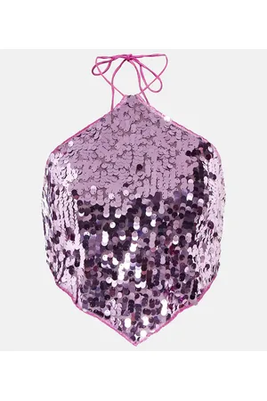 Oseree Oséree Top con scollo all’americana e paillettes