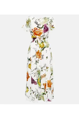 Erdem Abito midi Fraser in crêpe con stampa