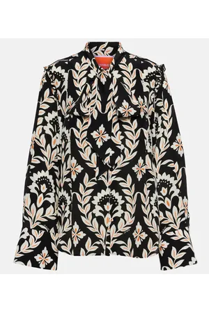 La DoubleJ Blusa Ascot in crêpe de chine stampata