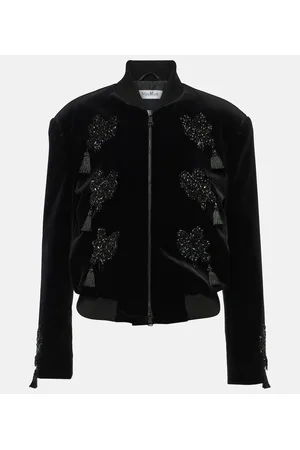 Max Mara Bomber Musette in velluto con ricamo
