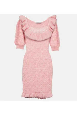 Alessandra Rich Miniabito in misto mohair con volant