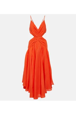 ZIMMERMANN Abito midi Raie in lino con cut-out