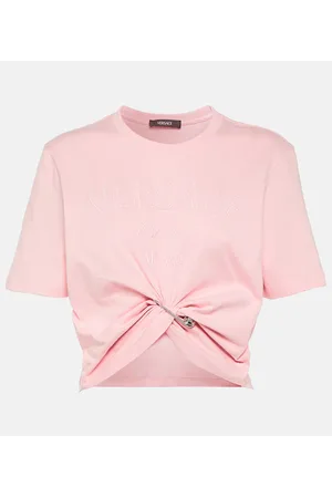 VERSACE T-shirt cropped in jersey di cotone