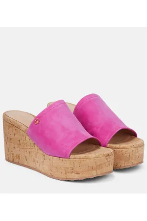 Gianvito Rossi Sandali in suede con zeppa